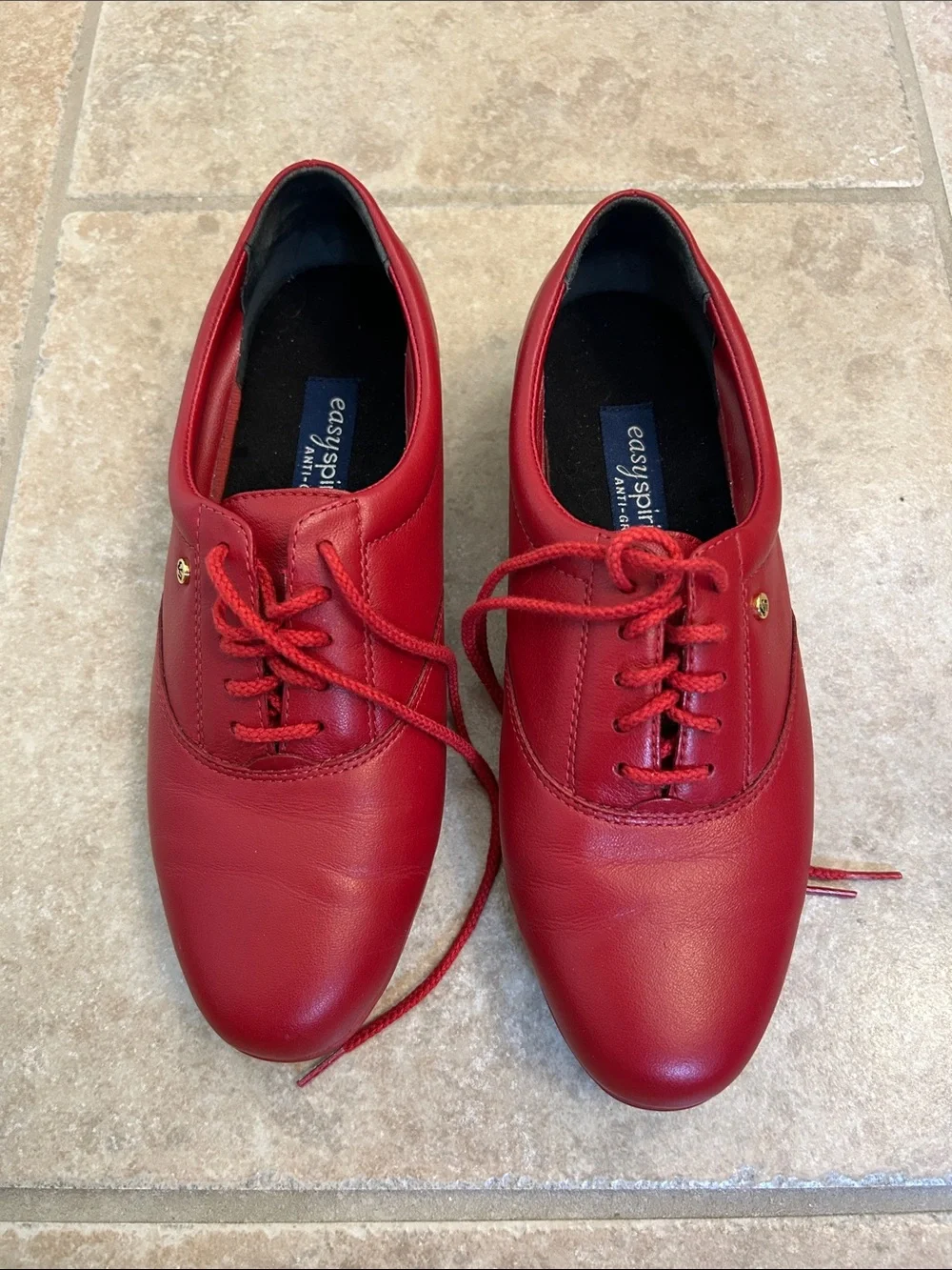 Easy Spirit Red Leather Lace-Up Derby Shoes